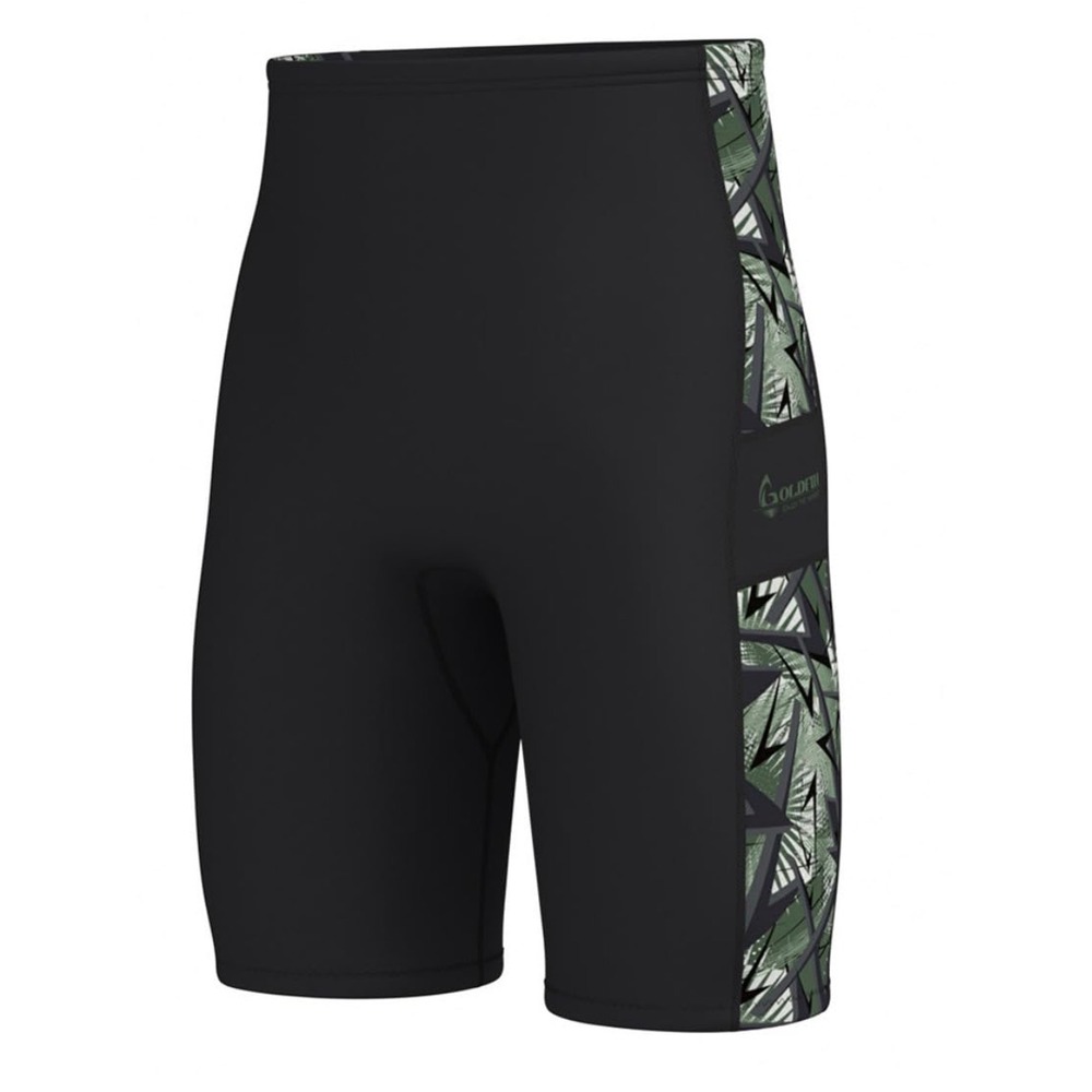 GoldFin Wetsuit Shorts Mens XL Black 2mm Neoprene Excellent Palm Print Pocket